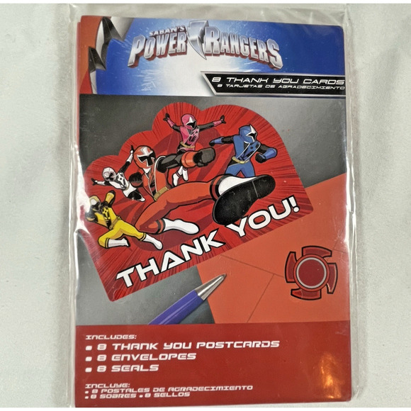 Power Rangers Morphin Time Birthday Supplies 16 Invitations & Thank You Notes - Picture 4 of 6